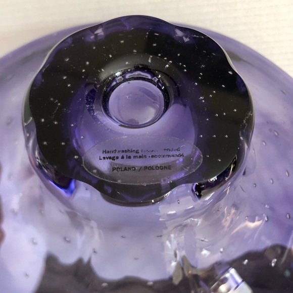 Handblown Purple Art Glass Bowl with Controlled Bubbles - Picture 9 of 16